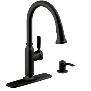 KOHLER
Ealing Matte Black Single Handle Pulldown Kitchen Faucet with Spr…